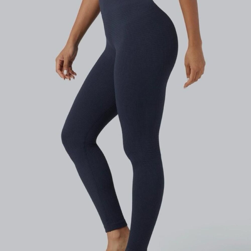 Halara Women's Navy Compression Waffle Knit Leggings S